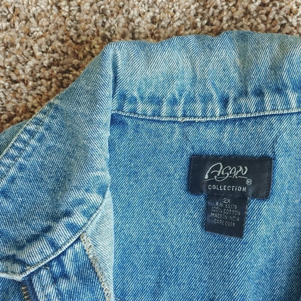 Vintage 90s y2k embroidered denim zip up denim jacket size 2x - Picture 7 of 7